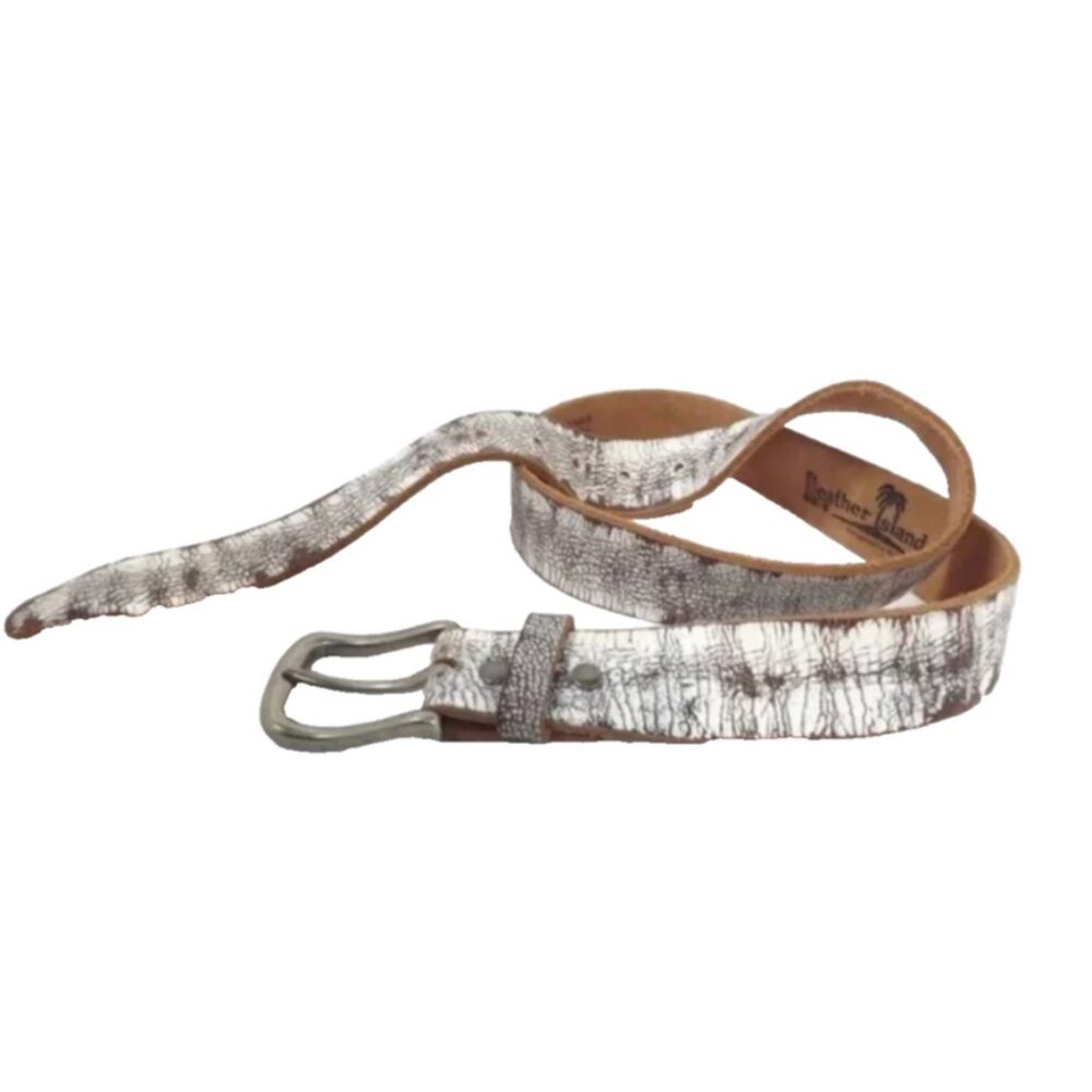 NWOT Bill Lavin Leather Island White Distressed Leather Belt